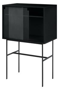 Crna vitrina s kliznim vratima 70x109x40 cm Lekko – noo.ma