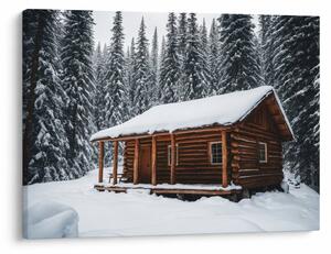 Slika - Koliba prekrivena snijegom (70x50 cm)