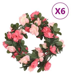VidaXL Vijenci od umjetnog cvijeća 6 kom boja ruža 240 cm