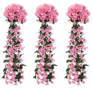 VidaXL Vijenci od umjetnog cvijeća 3 kom boja ružičaste 85 cm