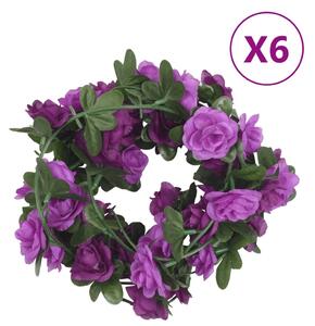 VidaXL Vijenci od umjetnog cvijeća 6 kom svjetloljubičasti 240 cm