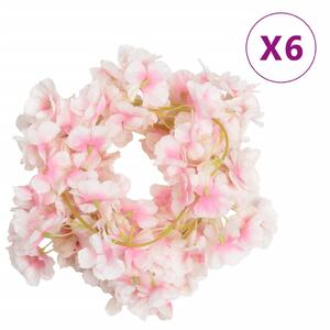 VidaXL Vijenci od umjetnog cvijeća 6 kom boje svijetloružičaste 180 cm