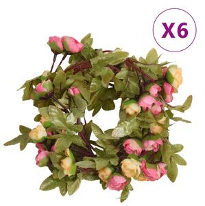 VidaXL Vijenci od umjetnog cvijeća 6 kom boja ružičaste 215 cm