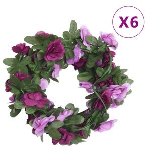 VidaXL Vijenci od umjetnog cvijeća 6 kom svjetloljubičasti 250 cm