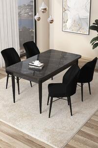 Zondo.hr Blagovaonski set Arpo L (crni mramor + crna) (za 4 osobe). Akcija -30%. 1144486