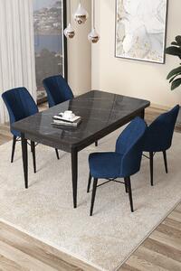 Zondo.hr Blagovaonski set Arpo (crni mramor + tamnoplava) (za 4 osobe). Akcija -30%. 1144496