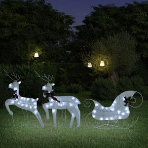 VidaXL Božićni vanjski ukrasni sobovi i saonice 60 LED lampica bijeli