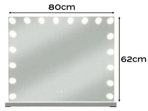 Soulima LED kozmetičko ogledalo 80x62 cm – Hollywood ogledalo s 18 LED žarulja, 3 boje svjetla i podešavanjem jačine
