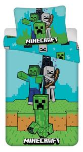 Zelena/plava pamučna dječja posteljina za krevet za jednu osobu 140x200 cm Minecraft "Mobs Here" – Jerry Fabrics