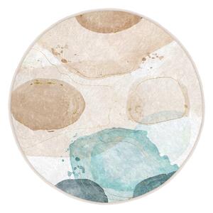 Plavi/bež perivi okrugao tepih ø 80 cm Puddle – Mila Home