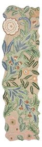 Zelena ručno rađena vunena staza 60x230 cm Bryony Shaped Floral – Flair Rugs
