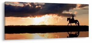 Slika - Jahač na konju pri zalasku sunca (120x50 cm)