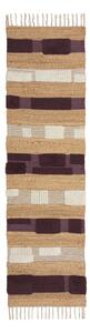 Ljubičasta/u prirodnoj boji ručno rađena staza od mješavine jute 60x230 cm Medina Blocks – Flair Rugs