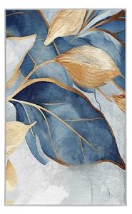 Plavi/u zlatnoj boji perivi tepih 80x150 cm Golden Leaves – Mila Home