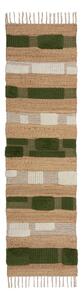 Zelena/u prirodnoj boji ručno rađena staza od mješavine jute 60x230 cm Medina Blocks – Flair Rugs