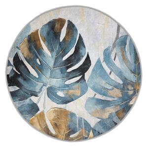 Plavi perivi okrugao tepih ø 80 cm Golden Leaves – Mila Home