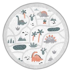 Svijetlo sivi perivi dječji tepih za igru ø80 cm Dino Park – Mila Home