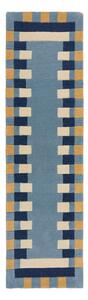 Plava ručno rađena vunena staza 60x230 cm Kai Wool Border – Flair Rugs