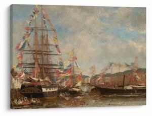 Slika - Eugène Boudin, Festival in the Harbor of Honfleur, reprodukcije (70x50 cm)