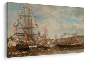 Slika - Eugène Boudin, Festival in the Harbor of Honfleur, reprodukcije (90x60 cm)