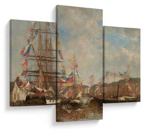 Slika - Eugène Boudin, Festival in the Harbor of Honfleur, reprodukcije (90x60 cm)