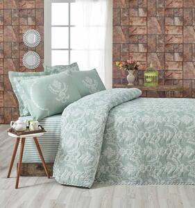 Set prošiveni prekrivač i dvije jastučnice Mijolnir Pure Water Green, 200 x 220 cm