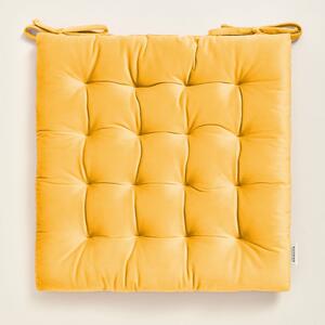 Luksuzni žuti jastuk za stolicu od velura 40x40 cm