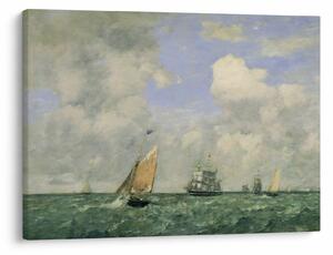 Slika - Eugène Boudin, Ships and Sailing Boats Leaving Le Havre, reprodukcije (70x50 cm)