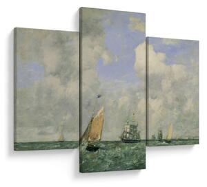 Slika - Eugène Boudin, Ships and Sailing Boats Leaving Le Havre, reprodukcije (90x60 cm)