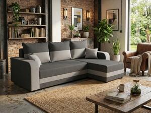 Razvlačna kutna garnitura L VALERIO 238x140 cm, tamno siva/svijetlo siva + 2 jastuka GRATIS, univerzalna