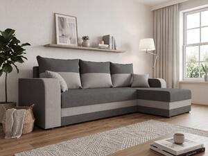 Razvlačna kutna garnitura L VALERIO 238x140 cm, tamno siva/svijetlo siva + 2 jastuka GRATIS, univerzalna