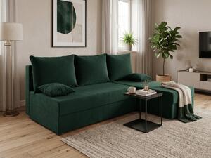 Razvlačna kutna garnitura L VALERIO SLIM 200x140 cm, tamno zelena + 2 jastuka GRATIS, univerzalna