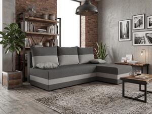 Razvlačna kutna garnitura L VALERIO SLIM 200x140 cm, tamno siva/svijetlo siva + 2 jastuka GRATIS, univerzalna