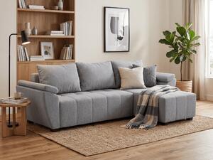 Razvlačna kutna garnitura L LIVARO 305x140 cm, svijetlo siva, univerzalna