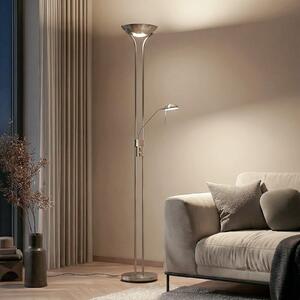Podne Lampa Lindby, Josefin, prigušiv, Sivo, Dnevna soba, Metal, Moderan