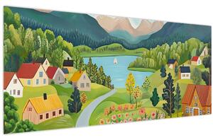 Slika - Selo u planinama (120x50 cm)
