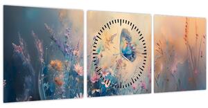 Slika - Livada s leptirima (sa satom) (90x30 cm)