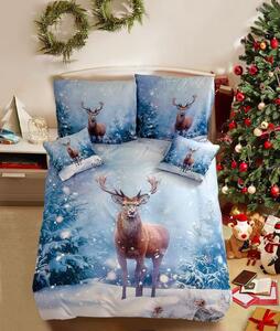 3D Pamučna posteljina SNOWY DEER plava + jastučnica 40x50 cm gratis Dimenzije posteljine: 70 x 90 cm | 140 x 200 cm