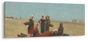 Slika - Eugène Boudin, Women on the Beach at Berck, reprodukcije (120x50 cm)