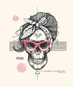 Ilustracija Women's skeleton skull in pop art, Lisitsa