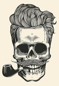 Ilustracija Skull. Hipster silhouette with mustache,, Lisitsa
