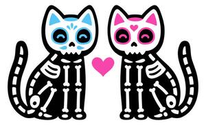 Ilustracija Black skeleton cats couple with Mexican, Sudowoodo