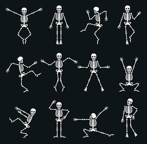 Ilustracija Funny dancing skeleton set, vectortatu