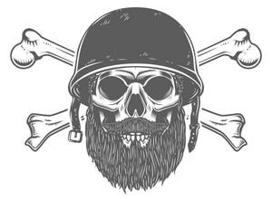Ilustracija Illustration of bearded soldier skull with, ioanmasay