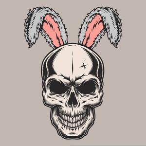 Ilustracija Skull Easter bunny emblem colorful, IMOGI