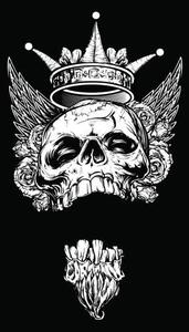 Ilustracija Winged King Skull with Roses and Crown, Mak_Art