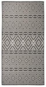 VidaXL Vanjski tepih ravnog tkanja 100 x 200 cm crne pruge
