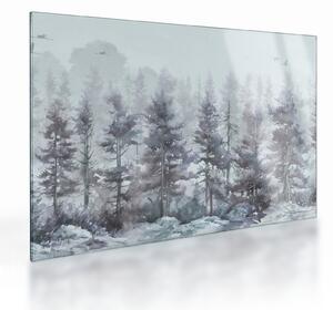 Staklena slika - Borova šuma II., akvarel (70x50 cm)