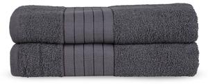 Set od 2 crno-siva pamučna ručnika Uni, 70 x 140 cm