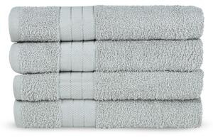 Set od 4 siva pamučna ručnika Uni, 50 x 100 cm